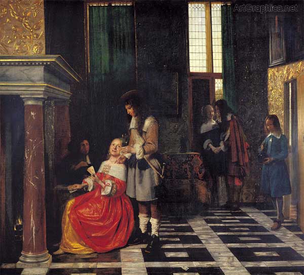 a dutch interior, perspective art painting