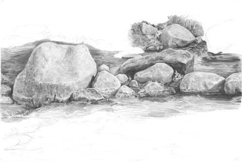 drawing of a rock
