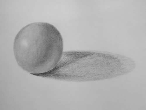 sphere shadow, shading in pencil