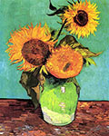 Impressionist Art, Vincent Van Gogh, Three Sunflowers in a Vase, 1888