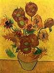 Impressionist Art, Vincent Van Gogh, Still Life Vase with Fifteen Sunflowers, 1889