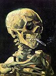 Impressionist Art, Vincent Van Gogh, Skull with Burning Cigarette, 1885