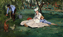 Edouard Manet painting, art canvas, The Monet Family in their garden at Argenteuil