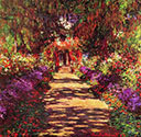 impressionist canvas painting, Path in Monet's Garden, Giverny