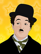 Charlie Chaplin in bowler hat, pop art print