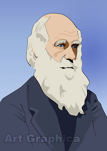CHARLES DARWIN art print, canvas, limited edition signed